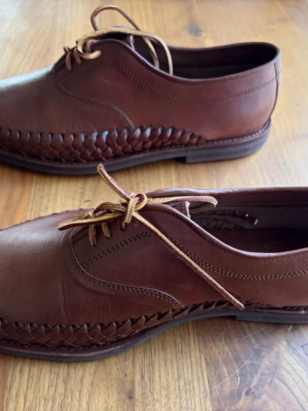 Chamula Brown Leather Huarache Lace Up Shoes Men’s 9.5 Handmade Mexico NEW